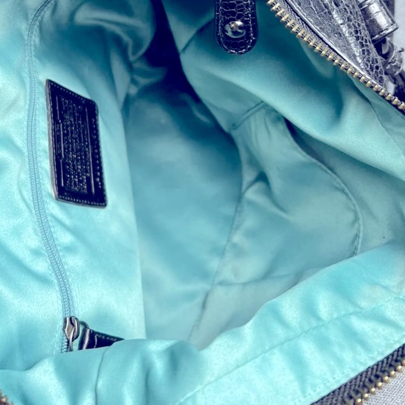 Coach Alexandra Black Leather Alligator Print Bag GUC - Picture 3 of 7